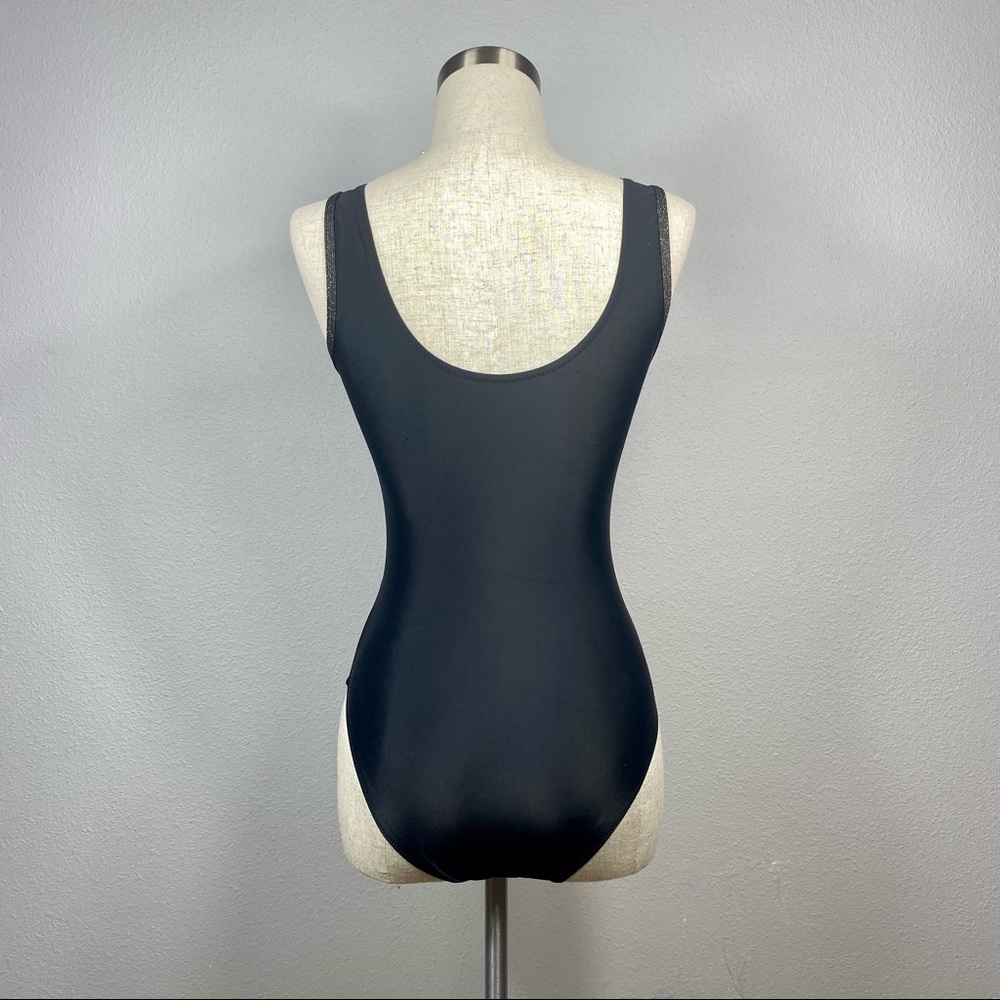Eleganza Noir One-Piece Mesh Accent Swimsuit - Picture 10 of 11